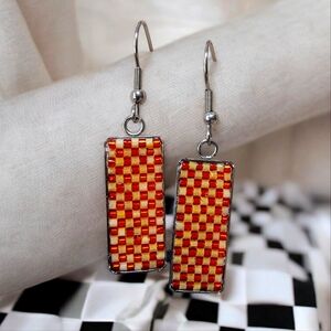 #173 HAND CRAFTED Earrings handcrafted handmade orange yellow beaded